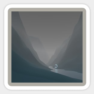 Little Robot Lost in the Mountains Sticker